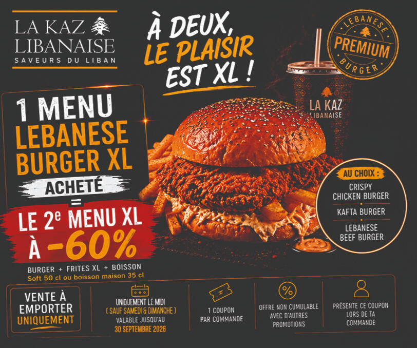 Trois burgers libanais Premium à découvrir au format XL en doublant le plaisir !