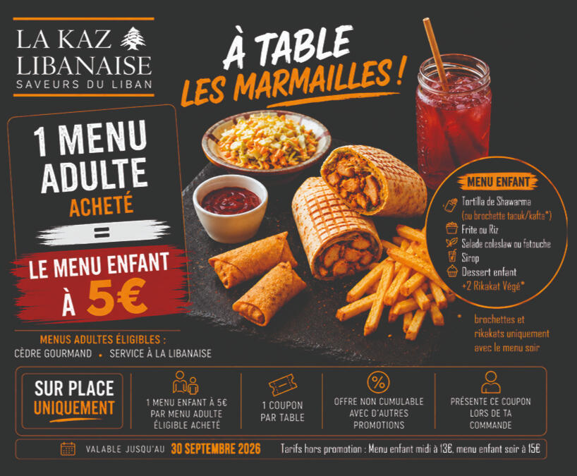En accompagnement d'un Menu Adulte